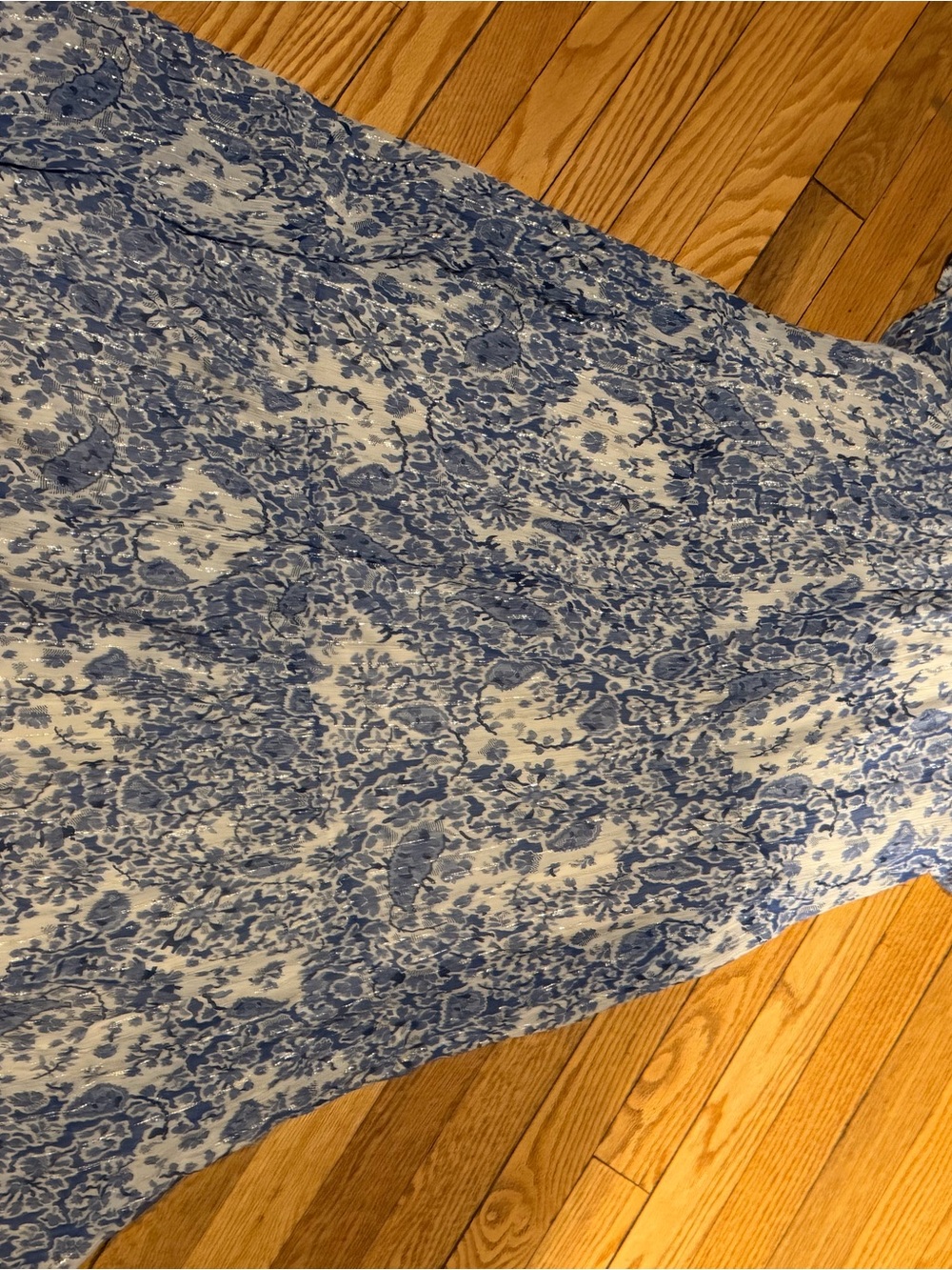 Sezane Light Blue Floral Off-the-Shoulder Midi Dress - Picture 4 of 13